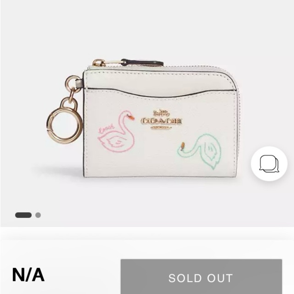 Coach L-zip Card coin case swan print canvas. NWT